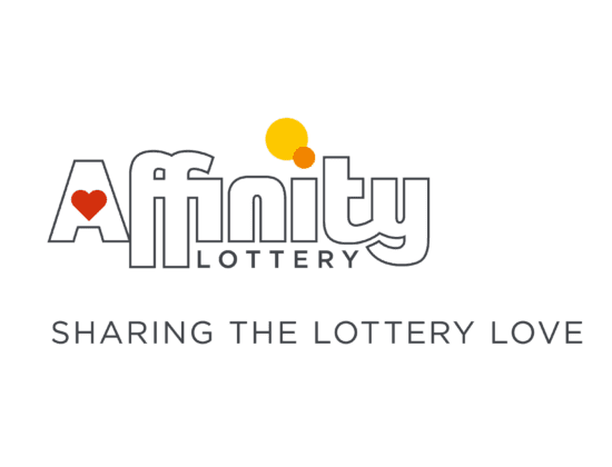 Logo for Affinity Lottery from Woods Valldata saying Affinity Lottery, Sharing the Lottery Love.